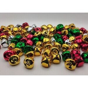 100 Pieces Red Green Gold Silver Bells Christmas Jingle Bells Metal Craft Bell